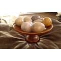 Vintage Different Color Marble Ornament Figurine Birds Eggs On Marble Stand
