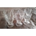 Antique Set Of 7 Handcut Art Deco Crystal Liquor Glasses