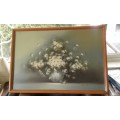 Original NANCY LEE  Floral Impressionist Daisies In Vase Still Life 1960s Oil Painting Framed Signed