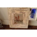 Antique Ship Sailboat Nautical Framed Oil On Canvas Painting In Distressed White Wooden Frame