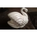 Vintage Mid Century Modern Large White Swan Porcelain Ornanent