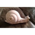 Vintage Mid Century Modern Pink Snail Porcelain Ornanent