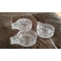 Set Of 3 Mid Century Modern Glass Bowls 2 Snack Bowls 1 Ash Tray