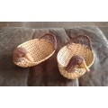 2 Vintage Mid Century Modern Woven Wicker Duck Snack Baskets