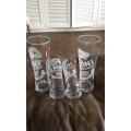 4 Tall Peroni Nastro Azzurro Etched Signature Pilsner Beer Glasses Made In Italy