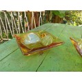 Vintage Mid Century Modern Amber Colored Glass Ash Trays 1950s