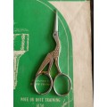 Vintage Victoria Gold Plated Figural Stork Crane Sewing Embroidery Scissor