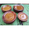 Vintage Drostdy Grahamstown MCM Mid Century Modern Ceramic High Glazed Brown Set Of Dinner Plates