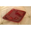 Rare Vintage Large Mid Century Modern Burgundy Red Rustenburg Lucia Ware Ashtray