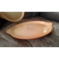 Two Vintage Mid Century Modern Handmade Terracotta Serving Pizza Platters