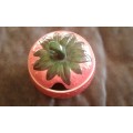 Vintage Mid Century Strawberry Western Germany Majolica Ceramic Jam Or Honey Pot Bowl Marked