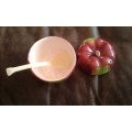 Vintage Mid Century Strawberry Apple Majolica Ceramic Jam Sugar Or Honey Pot Bowl