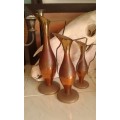 Vintage Mid Century Modern Set Of 3 Dovo Copper Brass Vases Urns Holland