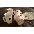 Per Ardua Vintage Set 4 Coffee Tee Mugs 1 Ashtray 1 Plate Dale College Marked Weill