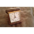 Vintage Kienzle 1940s Wind Up Alarm Clock In Genuine Leather Case Germany Working