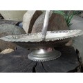 Antique Flower Embossed Silver Plated Footed Bowl