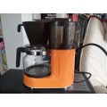 Vintage Wigo 8 Small Compact MCM Coffee Maker In Classic Brown Orange Retro Colors