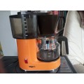 Vintage Wigo 8 Small Compact MCM Coffee Maker In Classic Brown Orange Retro Colors