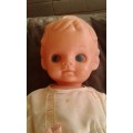 Vintage Celluloid Baby Boy Talking Crying Doll 1960s Original Clothes Has Damage
