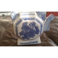 Vintage Handpainting Canton Nanking Cobalt Blue And White Sextagonal Tea Pot
