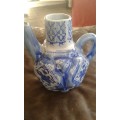 Vintage Handpaintec Canton  Cobalt Blue And White Tea Pot Single Serving No Lid