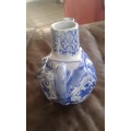 Vintage Handpaintec Canton  Cobalt Blue And White Tea Pot Single Serving No Lid