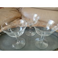 3 Exquisite Large Tall Antique Art Deco Hand Cut Fine Crystal Champagne Coupes Glasses 1920s