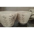 Vintage Delicate White And Silver Palm Trees 4 Demitasse Coffee Cups Milk Jug Sugar Bowl