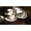 4 Vintage Delicate White Floral Chinese Porcelain Teacups And Saucers