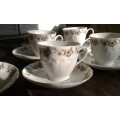 4 Vintage Delicate White Floral Chinese Porcelain Teacups And Saucers