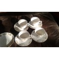 4 Vintage Delicate White Floral Chinese Porcelain Teacups And Saucers