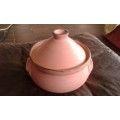 Stunning Pale Pink Moroccan Tagine Form Terracotta Ceramic Pot Mid Century