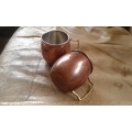 2 Vintage Mid Century Modern Copper Jugs Brass Handles Aluminum Inner