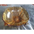 Large Art Deco Amber Color Glass Bowl