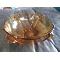 Large Art Deco Amber Color Glass Bowl