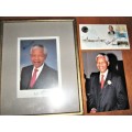 2 x  Signed Framed Picture of Nelson Mandela and first day cover