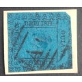 British colony1862 four cents dark blue Guiana stamp used canceled front+back .