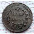 1835 East India Company Half Anna Coin