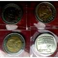 4 x R 5 - Five Rand Commemorative Mixed Coins AU-UNC, One Bit Takes the Lot