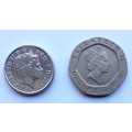 20 Pence UK Coins 1993 Elizabeth II,   5 Pence UK Coins 2013 Elizabeth II