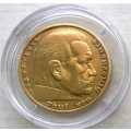 1936  5 Mark Silver Coin Deutsches Reich Paul von Hindenburg Gold Plated