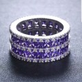 *****GORGEOUS***** WOMAN AMETHYST & WHITE SAPPHIRE 925 (STAMPED) SILVER RING SIZE 8 (SA Q)