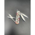 Victorinox SD Red Edelweiss Flowers - 58mm Classic - Swiss Army Knife