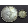 *CRAZY R1 START* Swaziland 1 Luhlanga & 5 Cents 1968 - Silver coins