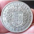 *CRAZY R1 START* New Zealand 1/2 Crown 1934 - Nice coin