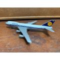 LUFTHANSA Boeing 747 - 4` Cast Metal Toy Airplane - SCHABAK - Made in Germany