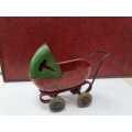 Vintage 1930 s Toy Red/Green Wyandotte Metal Baby Carriage/Stroller