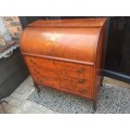 Stunning !!!!! Louis XV Style Cylinder Top Writing Bureau With Inlay Marquetry