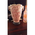Stunning Vintage Faux ivory Chinese carved vase. Signed by artist