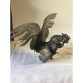 GORGEOUS BRASS STATUE OF A FIGHTING ROOSTER #1